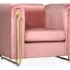 Fauteuil Art Déco Edward Cadre En Métal Doré Et Velours Rose