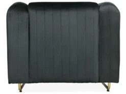 Fauteuil Art Déco Edward Cadre En Métal Doré Et Velours Noir -Fauteuil Boutique canape 15600269