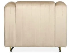 Fauteuil Art Déco Edward Cadre En Métal Doré Et Velours Taupe Clair -Fauteuil Boutique canape 15600287