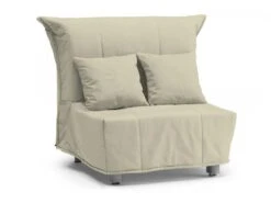 Canapé Dabargi, Canapé Simple, 100% Made In Italy, Fauteuil De Salon Avec Ouverture Trolley, En Tissu Matelassé, Avec Oreillers Inclus, Cm 85x90h85, Beige