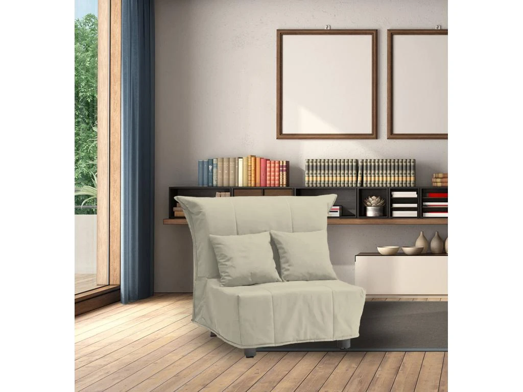 Canapé Dabargi, Canapé Simple, 100% Made In Italy, Fauteuil De Salon Avec Ouverture Trolley, En Tissu Matelassé, Avec Oreillers Inclus, Cm 85x90h85, Beige 2 Canapé Dabargi, Canapé Simple, 100% Made In Italy, Fauteuil De Salon Avec Ouverture Trolley, En Tissu Matelassé, Avec Oreillers Inclus, Cm 85x90h85, Beige – Image 2