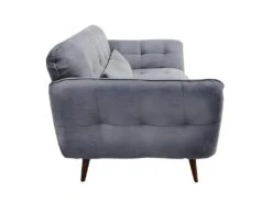 Fauteuil Capitonné Tissu Gris Chiné Et Piètement évasé En Bois - GALY -Fauteuil Boutique fauteuil 10004285