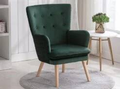 Fauteuil En Velours Vert Foncé DOROTEA