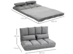 Chauffeuse - Matelas D'appoint Pliant - Fauteuil Convertible - Inclinaison Dossier Réglable 14 Positions - 2 Coussins Inclus - Polyester Aspect Suédé Gris 7 Chauffeuse - Matelas D'appoint Pliant - Fauteuil Convertible - Inclinaison Dossier Réglable 14 Positions - 2 Coussins Inclus - Polyester Aspect Suédé Gris -Fauteuil Boutique fauteuil 10773857