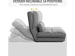 Chauffeuse - Matelas D'appoint Pliant - Fauteuil Convertible - Inclinaison Dossier Réglable 14 Positions - 2 Coussins Inclus - Polyester Aspect Suédé Gris 8 Chauffeuse - Matelas D'appoint Pliant - Fauteuil Convertible - Inclinaison Dossier Réglable 14 Positions - 2 Coussins Inclus - Polyester Aspect Suédé Gris -Fauteuil Boutique fauteuil 10773859