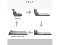 Chauffeuse - Matelas D'appoint Pliant - Fauteuil Convertible - Inclinaison Dossier Réglable 14 Positions - 2 Coussins Inclus - Polyester Aspect Suédé Gris 9 Chauffeuse - Matelas D'appoint Pliant - Fauteuil Convertible - Inclinaison Dossier Réglable 14 Positions - 2 Coussins Inclus - Polyester Aspect Suédé Gris -Fauteuil Boutique fauteuil 10773861