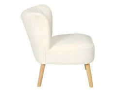 KELIOS - Fauteuil En Tissu Bouclettes Blanc Pieds Bois Naturel 8 KELIOS - Fauteuil En Tissu Bouclettes Blanc Pieds Bois Naturel -Fauteuil Boutique fauteuil 10880547