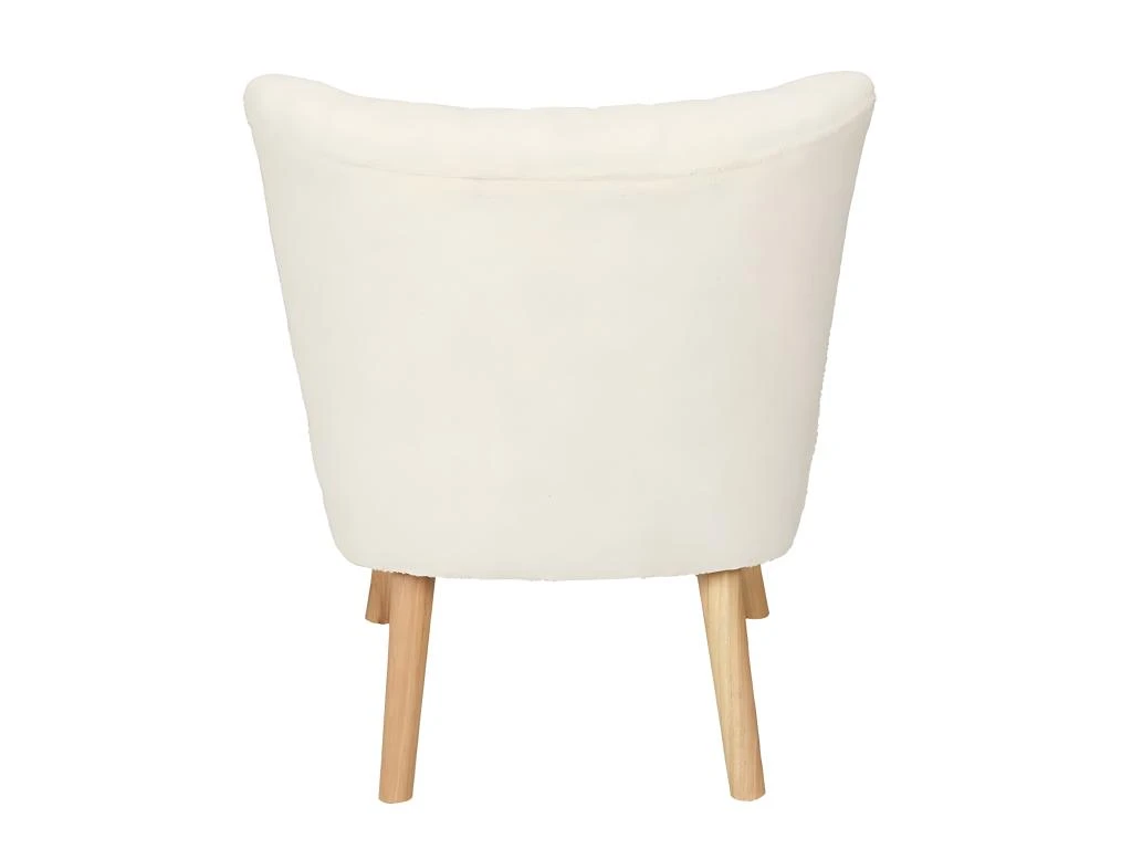 KELIOS - Fauteuil En Tissu Bouclettes Blanc Pieds Bois Naturel 5 KELIOS - Fauteuil En Tissu Bouclettes Blanc Pieds Bois Naturel – Image 5