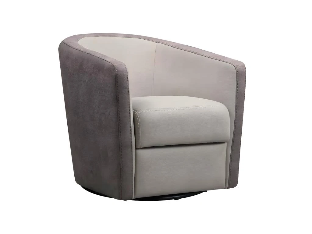 Fauteuil Cabriolet Pivotant Mastic/Brun Taupé - JACQUES 1 Fauteuil Cabriolet Pivotant Mastic/Brun Taupé - JACQUES