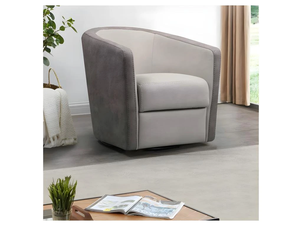 Fauteuil Cabriolet Pivotant Mastic/Brun Taupé - JACQUES 2 Fauteuil Cabriolet Pivotant Mastic/Brun Taupé - JACQUES – Image 2