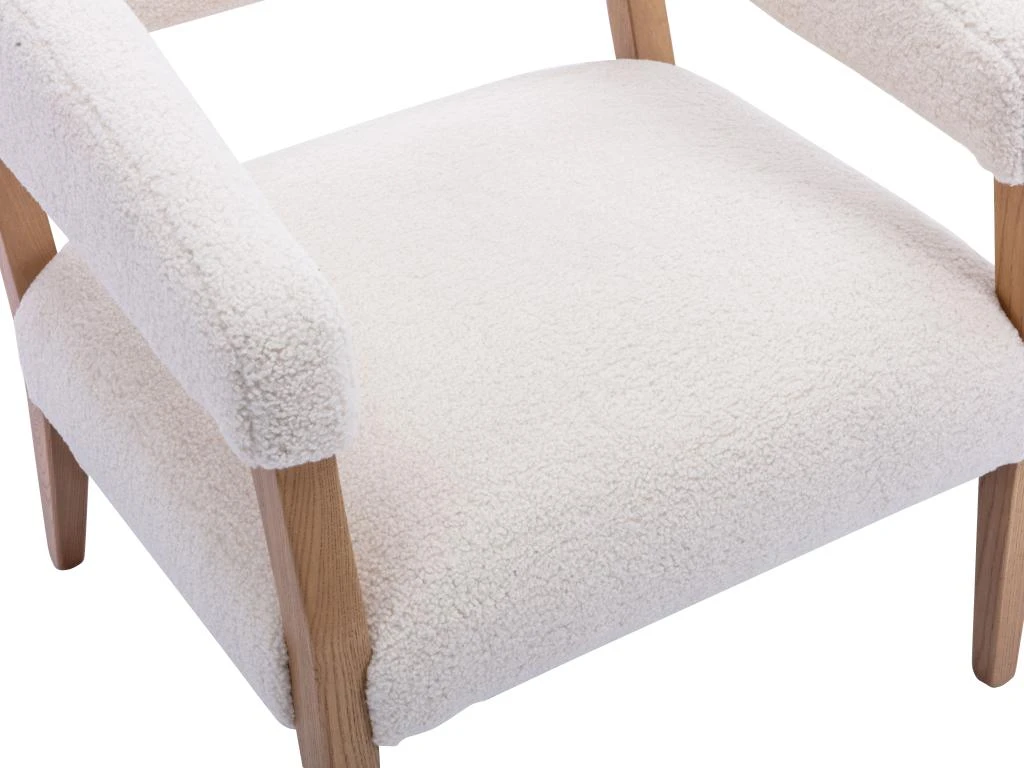 Fauteuil En Tissu Bouclette Crème KAHINA 5 Fauteuil En Tissu Bouclette Crème KAHINA – Image 5