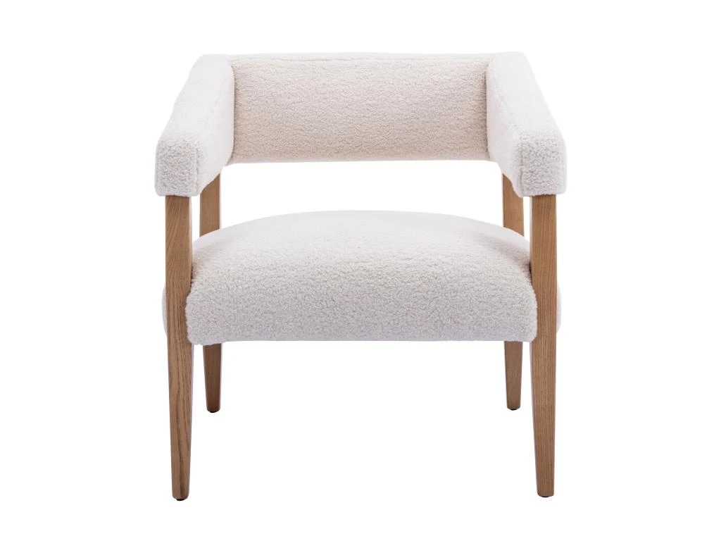 Fauteuil En Tissu Bouclette Crème KAHINA 4 Fauteuil En Tissu Bouclette Crème KAHINA – Image 4