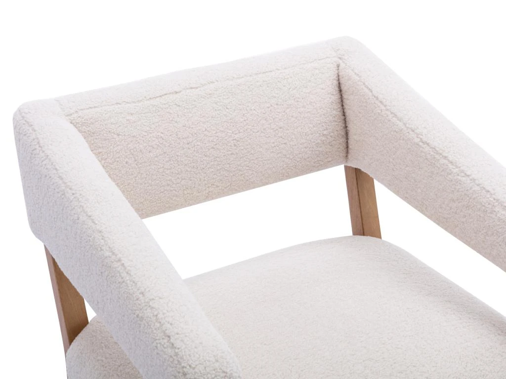 Fauteuil En Tissu Bouclette Crème KAHINA 6 Fauteuil En Tissu Bouclette Crème KAHINA – Image 6