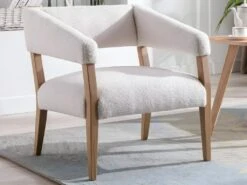 Fauteuil En Tissu Bouclette Crème KAHINA 17 Fauteuil En Tissu Bouclette Crème KAHINA -Fauteuil Boutique fauteuil 11258289