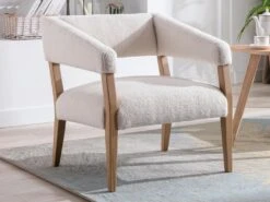 Fauteuil En Tissu Bouclette Crème KAHINA