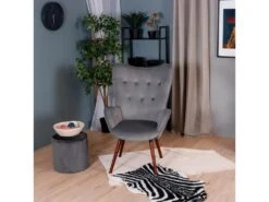 Fauteuil Scandinave Capitonné Velours Gris KAS KD VELVET GREY