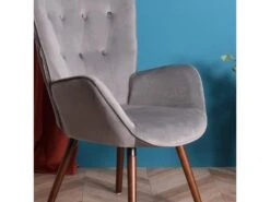 Fauteuil Scandinave Capitonné Velours Gris KAS KD VELVET GREY -Fauteuil Boutique fauteuil 11325041