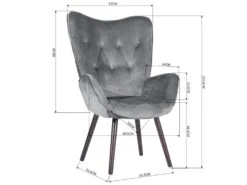 Fauteuil Scandinave Capitonné Velours Gris KAS KD VELVET GREY -Fauteuil Boutique fauteuil 11325043