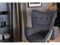 Fauteuil Scandinave Capitonné Velours Gris KAS KD VELVET GREY -Fauteuil Boutique fauteuil 11325047
