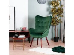 Fauteuil Scandinave Capitonné Velours Vert KAS KD VELVET GREEN