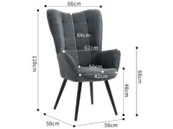 Fauteuil Scandinave Chaise De Canapé De Loisirs Pour Salon Salle à Manger Bureau Avec Un Revêtement En Tissu, Accoudoirs Rembourés Et Des Pieds En Métal -Fauteuil Boutique fauteuil 11509871