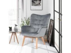 Fauteuil Scandinave Chaise De Canapé De Loisirs Pour Salon Salle à Manger Bureau Avec Un Revêtement En Velours, Accoudoirs Rembourés Et Des Pieds En Bois Massif -Fauteuil Boutique fauteuil 11509963