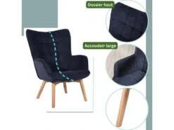 Fauteuil Scandinave Chaise De Canapé De Loisirs Pour Salon Salle à Manger Bureau Avec Un Revêtement En Tissu, Accoudoirs Rembourés Et Des Pieds En Bois Massif -Fauteuil Boutique fauteuil 11510017