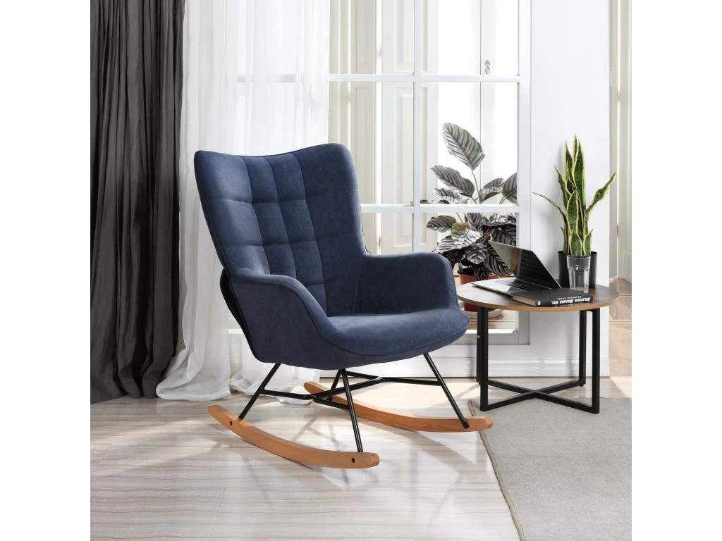 Fauteuil à Bascule Allaitement Scandinave Chaise Loisir Et Repos En Tissu Avec Pieds En E' Bois Métal Pour Salon, Chambre, Le Balcon 2 Fauteuil à Bascule Allaitement Scandinave Chaise Loisir Et Repos En Tissu Avec Pieds En E' Bois Métal Pour Salon, Chambre, Le Balcon – Image 2