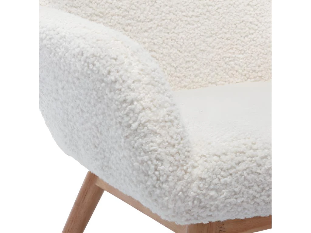 MALMO, Fauteuil Lounge En Tissu Bouclé écru Et Hévéa Naturel 4 MALMO, Fauteuil Lounge En Tissu Bouclé écru Et Hévéa Naturel – Image 4
