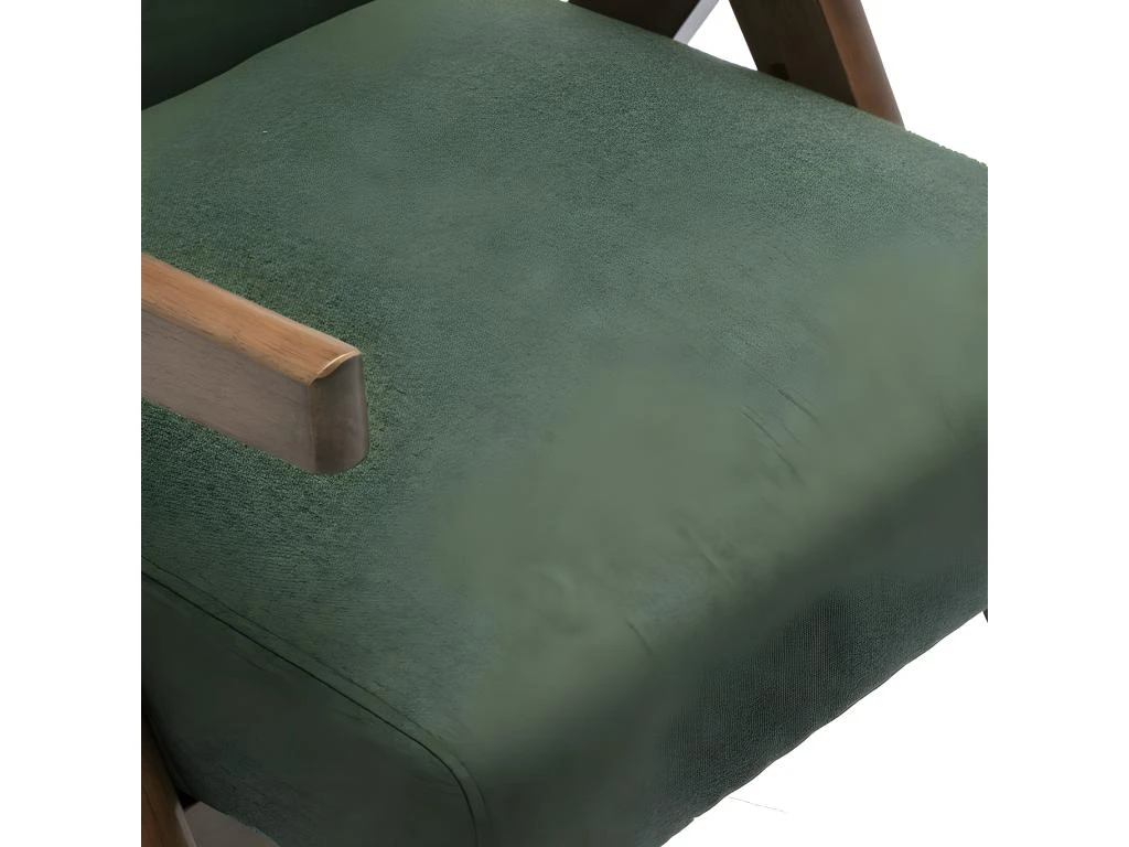 WARREN - Fauteuil Lounge En Tissu Sauge Et Bois Teinté Noyer Gris 4 WARREN - Fauteuil Lounge En Tissu Sauge Et Bois Teinté Noyer Gris – Image 4