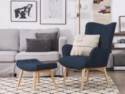 Fauteuil En Tissu Tapissé Bleu Foncé VEJLE
