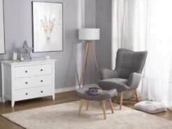 Fauteuil Tapissé Gris Clair Avec Repose-pieds VEJLE