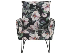Fauteuil En Tissu à Motif Floral Noir RIBE -Fauteuil Boutique fauteuil 11708879
