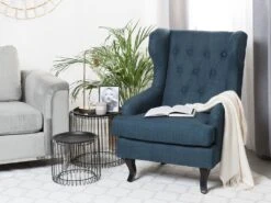 Fauteuil En Tissu Tapissé Bleu Foncé ALTA