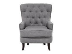 Fauteuil Style Chesterfield En Tissu Gris Clair VIBORG II -Fauteuil Boutique fauteuil 11708955