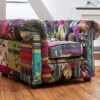 Fauteuil En Tissu Violet CHESTERFIELD