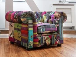 Fauteuil En Tissu Violet CHESTERFIELD