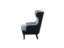 Fauteuil De Salon En Tissu à Carreaux Blanc Et Noir MOLDE -Fauteuil Boutique fauteuil 11709485
