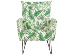 Fauteuil En Tissu à Motif Feuilles Vert Et Blanc RIBE -Fauteuil Boutique fauteuil 11710545