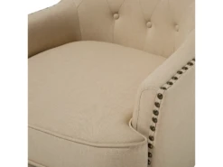 Fauteuil Style Chesterfield En Tissu Beige VIBORG II -Fauteuil Boutique fauteuil 11710569