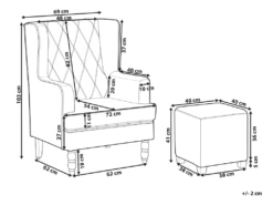Fauteuil Bergère En Tissu Blanc Motif Feuilles Avec Repose-pieds Assorti SANDSET -Fauteuil Boutique fauteuil 11710713