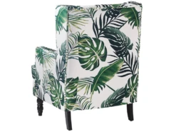 Fauteuil Bergère En Tissu Blanc Motif Feuilles Avec Repose-pieds Assorti SANDSET -Fauteuil Boutique fauteuil 11710719