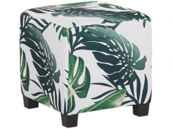 Fauteuil Bergère En Tissu Blanc Motif Feuilles Avec Repose-pieds Assorti SANDSET -Fauteuil Boutique fauteuil 11710725