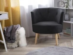 Fauteuil Club En Tissu Noir ODENZEN