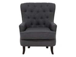Fauteuil Style Chesterfield En Tissu Gris Foncé VIBORG II -Fauteuil Boutique fauteuil 12110161