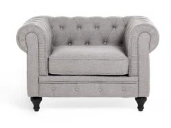 Fauteuil En Tissu Gris Clair CHESTERFIELD -Fauteuil Boutique fauteuil 12110179