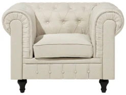 Fauteuil En Tissu Beige CHESTERFIELD -Fauteuil Boutique fauteuil 12110269
