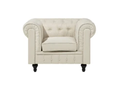 Fauteuil En Tissu Beige CHESTERFIELD -Fauteuil Boutique fauteuil 12110271