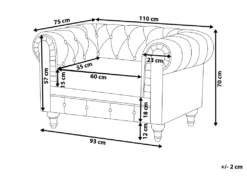 Fauteuil En Tissu Gris CHESTERFIELD -Fauteuil Boutique fauteuil 12110287