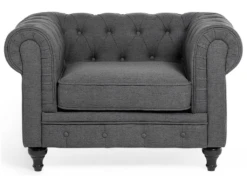 Fauteuil En Tissu Gris CHESTERFIELD -Fauteuil Boutique fauteuil 12110289